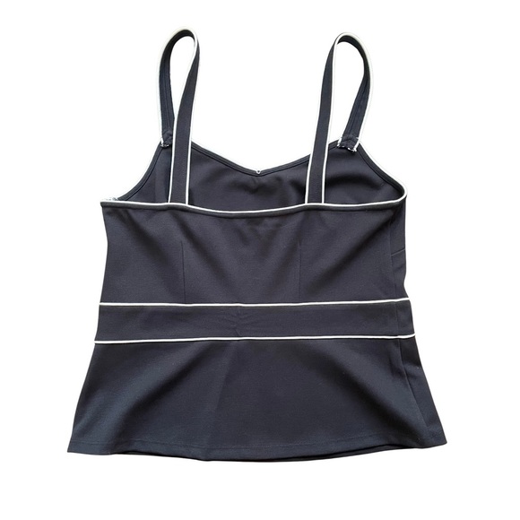 Ann Taylor Womens Top Size M Navy Blue White Blouse Shirt Sleeveless Casual - Picture 4 of 6